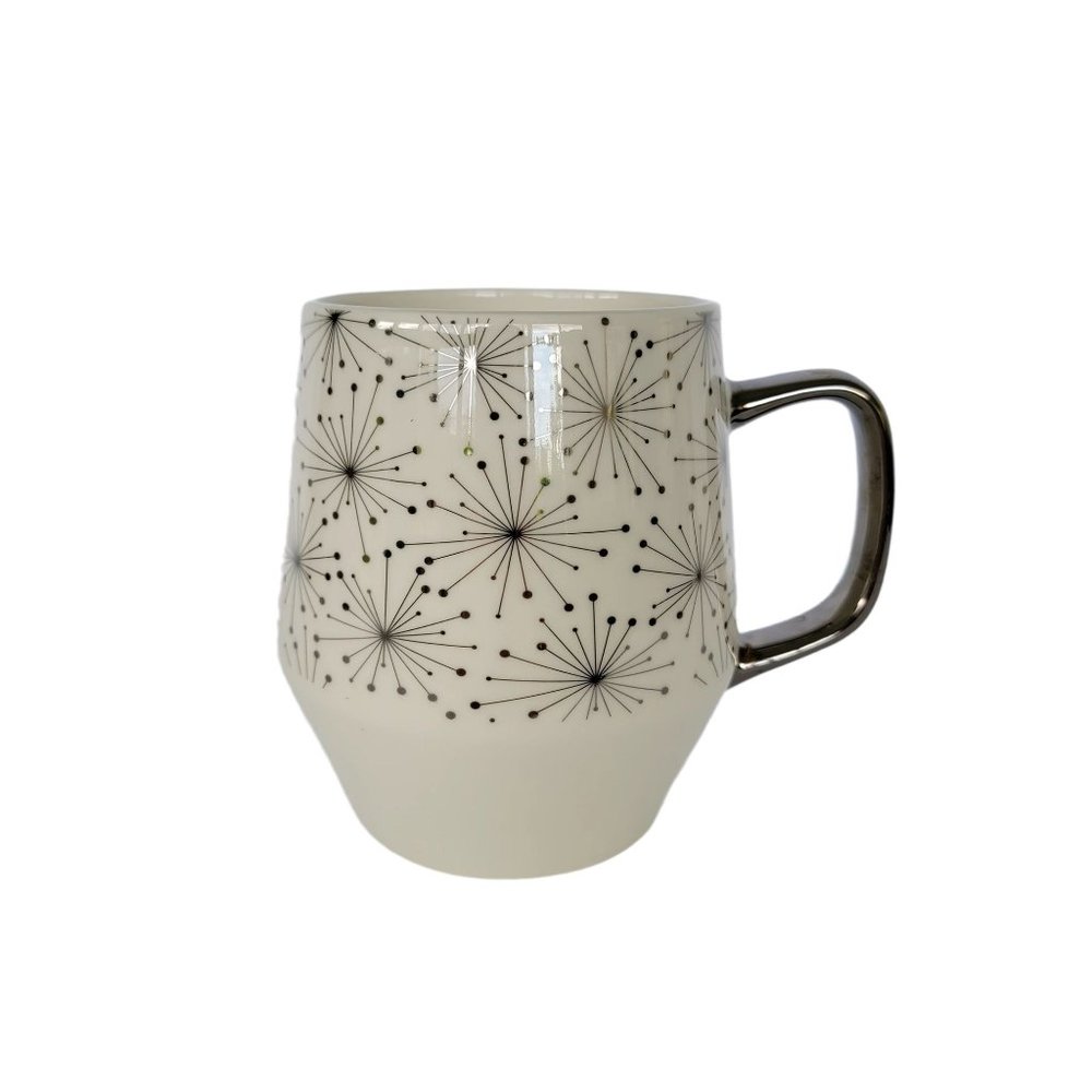 Edible Ceramic Snowflakes Design Coffee Mug White Silver